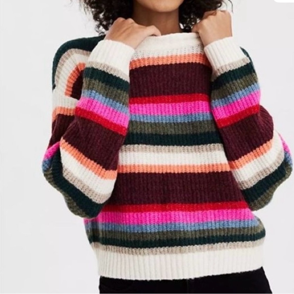American Eagle Outfitters Women's Colorful Striped Sweater Small